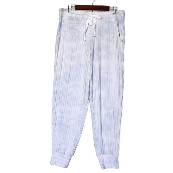 NWT Style & Co Super Soft Ribbed Fuzzy Joggers Light Blue Tie Dye Size XL - Picture 1 of 12